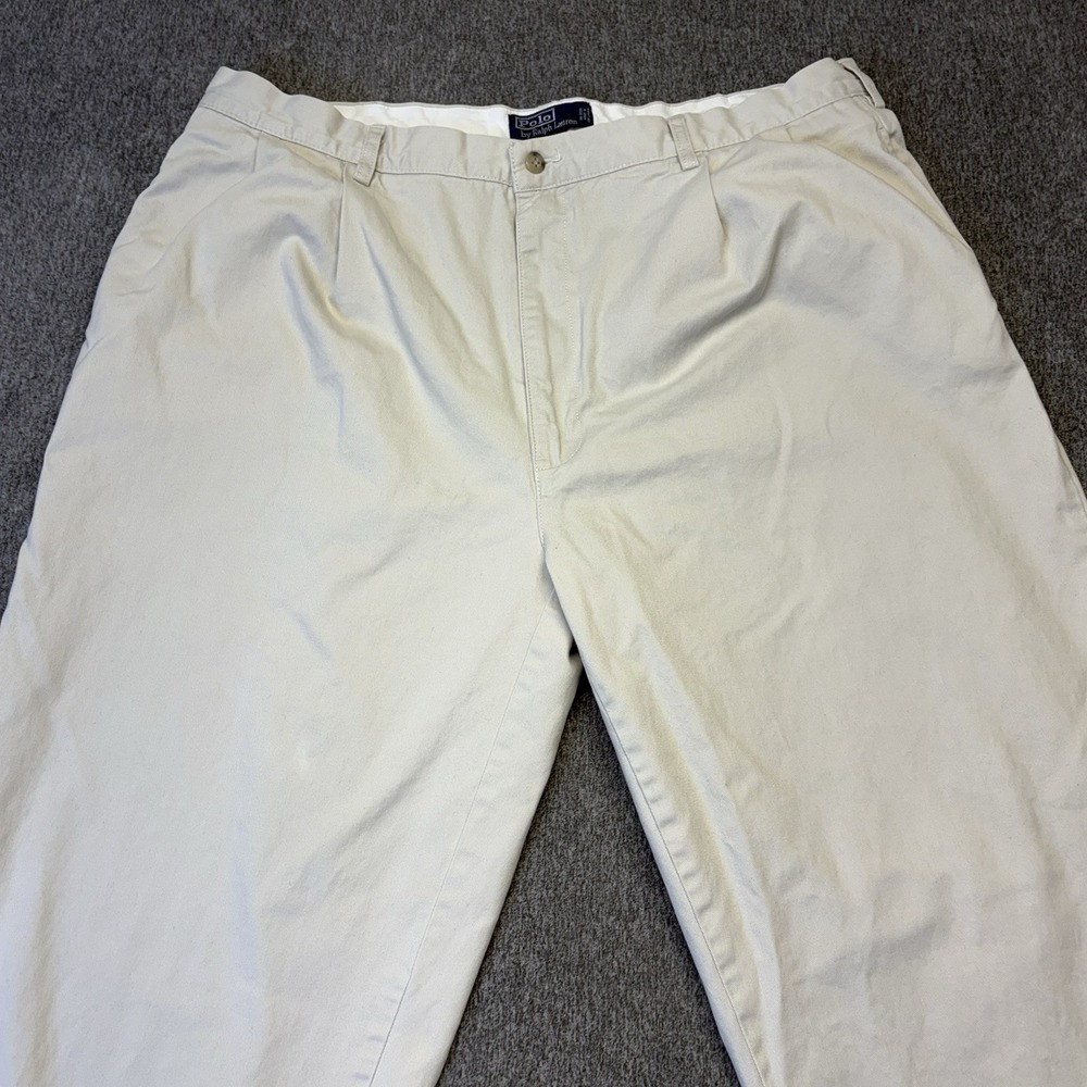 Vintage Polo Ralph Lauren Hammond Pant Mens 40x28 Khaki‎ Pleated Cotton